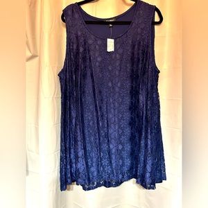 Sleeveless navy blue blouse